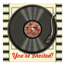 Invitaciones del fiesta del disco de vinilo del vi anuncio