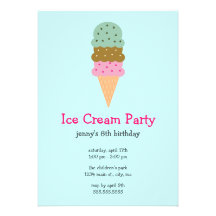 Invitaciones del fiesta del helado comunicado personalizado
