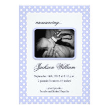 Invitaciones del nacimiento del bebé azules anuncio personalizado