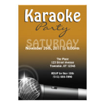 Invitaciones del naranja del fiesta del Karaoke Anuncio Personalizado