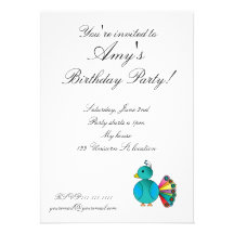 Invitaciones del pavo real comunicados personalizados