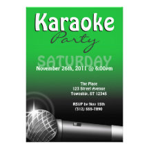Invitaciones del verde del fiesta del Karaoke Comunicados Personalizados