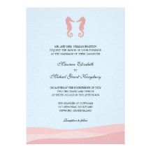 Invitaciones dobles del boda del Seahorse del océa Comunicado Personalizado