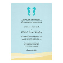 Invitaciones dobles del boda del Seahorse del océa Comunicados