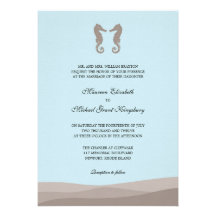 Invitaciones dobles del boda del Seahorse del océa Invitación Personalizada