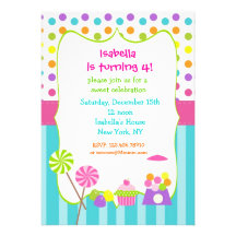 Invitaciones dulces del cumpleaños del shoppe de l invitaciones personales 