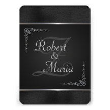 Invitaciones elegantes de la bodas de plata negra  anuncio