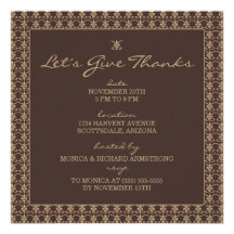 Invitaciones elegantes de la cena de la acción de  invitación
