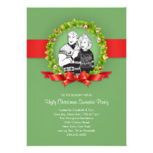 Invitaciones feas del fiesta del suéter del navida invitación