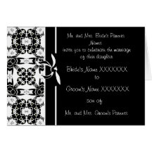 Invitaciones florales blancos y negros del boda tarjetas