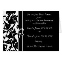 Invitaciones florales blancos y negros del boda tarjetón