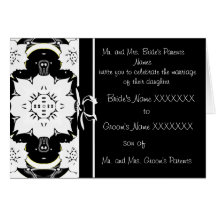 Invitaciones florales blancos y negros del boda tarjetas
