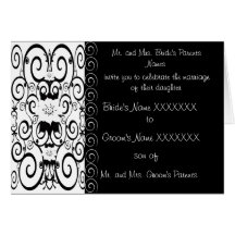 Invitaciones florales blancos y negros del boda tarjeton