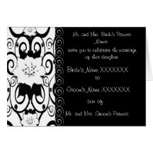Invitaciones florales blancos y negros del boda tarjetas