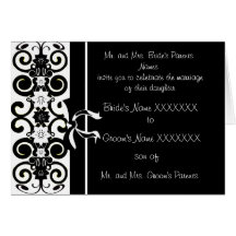 Invitaciones florales blancos y negros del boda felicitacion 