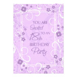 Invitaciones florales de la fiesta de cumpleaños d anuncio personalizado
