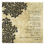 Invitaciones florales negras del boda del cuadrado comunicado personal  