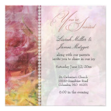 Invitaciones florales y de la perla románticas sua anuncios personalizados