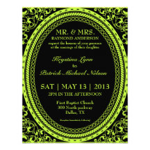 Invitaciones fluorescentes/de neón verdes del boda anuncio personalizado