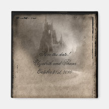 Invitaciones góticas del castillo oscuro del vinta iman de frigorífico