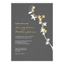 Invitaciones grises y amarillas del boda comunicados personales 