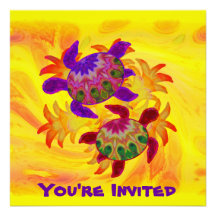Invitaciones llameantes de las tortugas anuncios personalizados