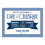 Invitaciones náuticas del azul marino y blancas de anuncio personalizado