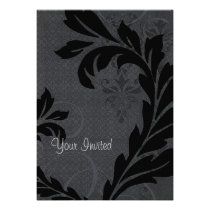 Invitaciones negras de la flor invitaciones