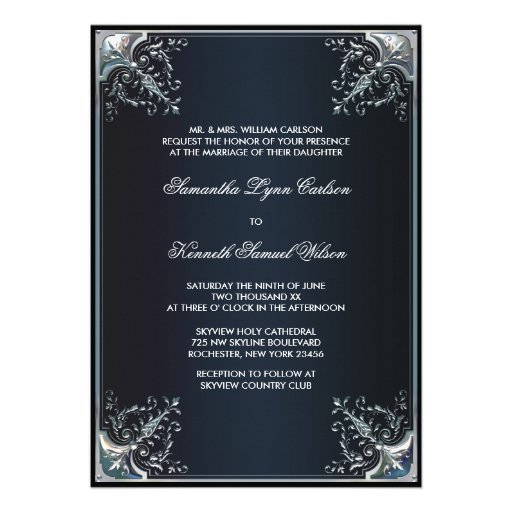 Invitaciones negras del boda del lazo negro del sa anuncio