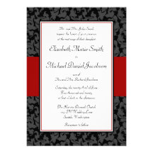 Invitaciones negras y rojas del boda del remolino  invitaciones personalizada
