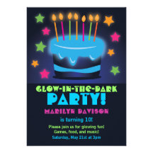Invitaciones para el resplandor del cumpleaños en  comunicados personales 