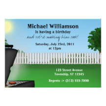 Invitaciones para hombre del cumpleaños del Bbq de Invitación Personalizada
