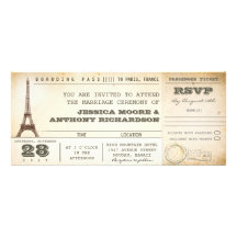 invitaciones PARÍS de los boletos del boda del doc Comunicado
