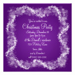 Invitaciones púrpuras de la fiesta de Navidad invitaciones