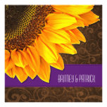 Invitaciones púrpuras del boda del girasol del paí invitacion personalizada