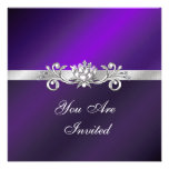 Invitaciones púrpuras y de plata elegantes del fie comunicados personales 