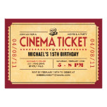 Invitaciones retras del boleto de la película comunicados personalizados