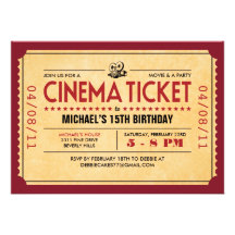 Invitaciones retras del boleto de la película comunicados personalizados