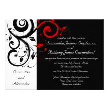 Invitaciones reversas negras/blancas/rojas del bod invitacion personalizada
