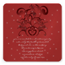 Invitaciones rojas de la cena de navidad del remol comunicados personalizados