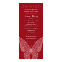 Invitaciones rojas de Quinceanera de la mariposa Comunicado Personal