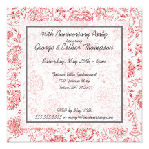 Invitaciones rojas del aniversario de boda del est invitación personalizada
