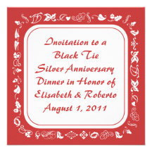 Invitaciones rojas y blancas del país pasado de mo comunicado personalizado