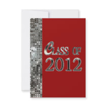 Invitaciones rojas y de plata de la graduación de  invitaciones