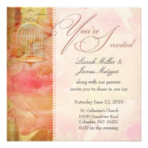 Invitaciones románticas suaves del boda del birdca anuncios  