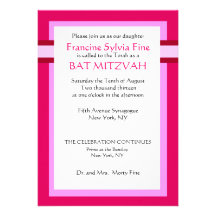 Invitaciones rosadas de encargo de Mitzvah del pal Comunicado Personalizado