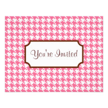 Invitaciones rosadas de Houndstooth Invitacion Personalizada