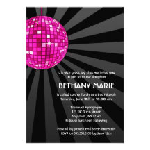 Invitaciones rosadas de Mitzvah del palo de la bol Comunicados