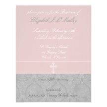Invitaciones rosadas del bautismo del cordón invitacion personal 