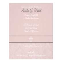 Invitaciones rosadas del bautismo del cordón invitación